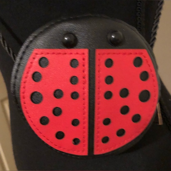 Mini Bag; Lady Bug; Red & Black; Vegan Leather; Rope Strap; Approx 4” Diameter - Picture 3 of 6